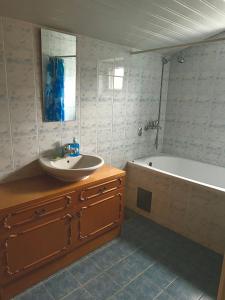 a bathroom with a sink and a bath tub at WhiteHill house in Bukovac