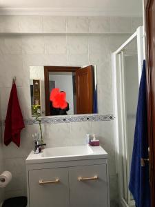 a bathroom with a white sink and a mirror at Apartamento en Paseo Larios de Torre del mar in Torre del Mar