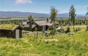 una casa con un tetto in erba in cima a un campo di Stunning Home In Gol With Sauna a Gol
