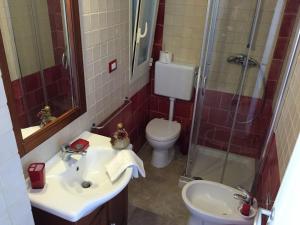 マリーナ・ディ・ペスコルーゼにあるAgriturismo Amarantoのバスルーム(トイレ、洗面台、シャワー付)