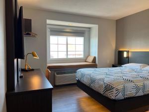 une chambre d'hôtel avec un lit et une fenêtre dans l'établissement Motel 6 Indianapolis North, à Indianapolis