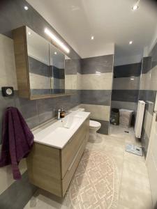 a bathroom with a sink and a toilet at Λabirinthia in Athens