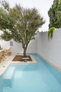 a blue pool with a tree in the middle at Seranova Luxury Hotel - Adults Only in Ciutadella