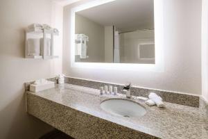 La salle de bains est pourvue d'un lavabo et d'un miroir. dans l'établissement Wingate by Wyndham Atlanta Galleria/ Ballpark, à Atlanta