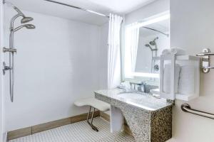 La salle de bains est pourvue d'un lavabo et d'une douche. dans l'établissement Wingate by Wyndham Atlanta Galleria/ Ballpark, à Atlanta