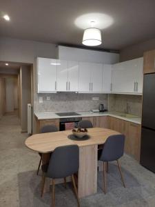 A kitchen or kitchenette at Kassandrou Deluxe Apartment