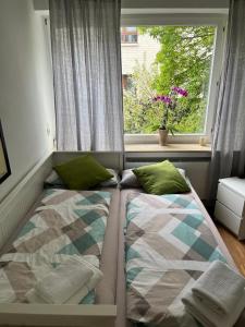 מיטה או מיטות בחדר ב-Private room in Misburg, Hanover