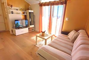 a living room with a couch and a tv at Apartments & Rooms Milena in Vodice