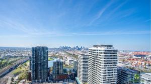 an aerial view of a city with tall buildings at Liberty One in Melbourne
