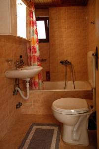 a bathroom with a toilet and a sink and a tub at Ανεμώνη Apartments in Gialiskari