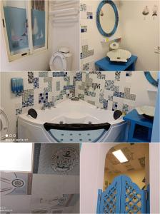 a collage of two pictures of a bathroom with a tub at 【遇見婚紗秘境】夜市4人包館、百萬影院KTV、Xbox、按摩浴缸/椅、真空管、好友同樂會 in Luodong