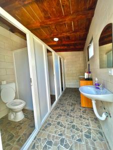 a bathroom with a toilet and a sink at Vikendica,Bungalovi Lipska pećina in Cetinje