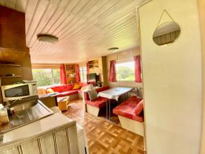 Kuchyňa alebo kuchynka v ubytovaní Mobilhome sous chalet en bois à la ferme