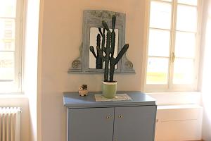 un cactus sentado en la parte superior de un armario en una habitación en Art&Rusconi, en Como