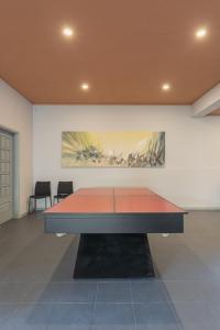 - une table de ping-pong dans une pièce ornée d'un tableau dans l'établissement Solar dos Alexandres, à Maia