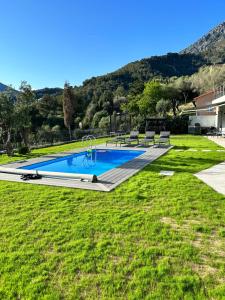 a swimming pool in the middle of a yard at Villa Daniel in Menton