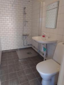 a bathroom with a toilet and a sink at Vena Värdshus in Vena