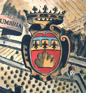 a drawing of a crest with a crown on it at Appartamenti Vacanze La Piazzetta sul Corso in Gubbio