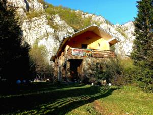 a house in front of a mountain at CASA ARTEMI in Remeţi