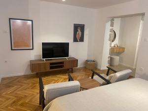 Televízia a/alebo spoločenská miestnosť v ubytovaní Apartments Nikval