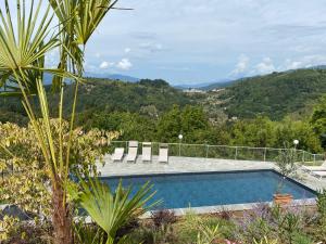 una piscina con vistas a la montaña en Villa Pavone, en Coreglia Antelminelli