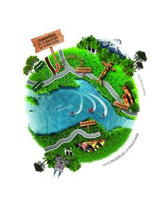 rysowanie mapy parku wodnego w obiekcie Cabañas Lomas de Trapel w mieście Licán Ray