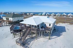 an aerial view of a house on the beach at Almost Heaven in Dauphin Island