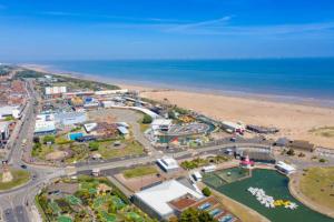 an aerial view of a town next to the beach at Idyllic Family Holiday Caravan in Skegness