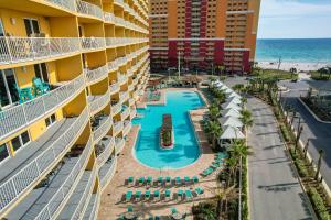 an aerial view of a resort with a swimming pool at Calypso 3 Luxury Beach Vacation Sleeps 8 in Panama City Beach