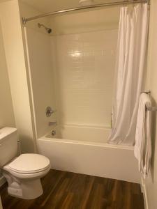 a bathroom with a tub and a toilet and a shower at Luxury Apartment in Downtown Las Vegas in Las Vegas