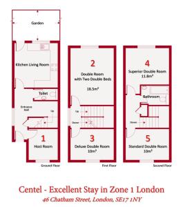 a floor plan of a house at Centel - Excellent Stay in London Zone 1 in London