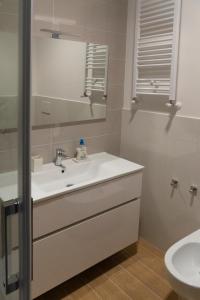 La salle de bains est pourvue d'un lavabo et d'un miroir. dans l'établissement Flaminio New Apartment, à Rome