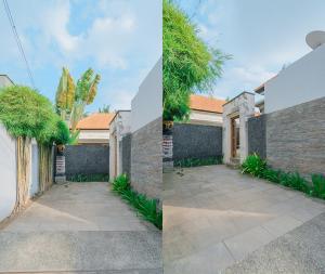deux photos d'une maison et d'une allée dans l'établissement Odika Lovina Villas, à Lovina