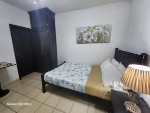 a bedroom with a bed and a painting on the wall at Guest house 2 mins from da beach in Puerto Peñasco