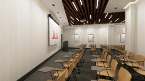 an empty lecture room with chairs and a projector at SiDE GOLDEN ROCK HOTEL&SPA in Side +25 photos