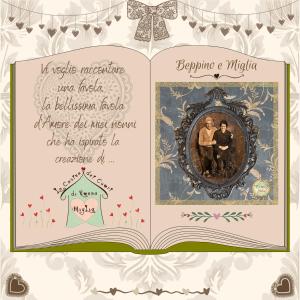 Otwarta książka ze zdjęciem pary w obiekcie La casina dei cuori di nonna Miglia w mieście Pallerone