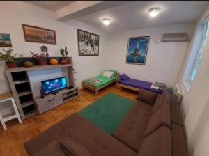 a living room with a couch and a tv at TPC 9 in Žarkovo