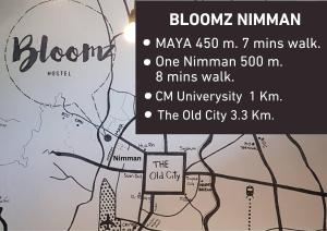 un mapa de la antigua ciudad de la flor en BLOOMZ HOSTEL, en Chiang Mai