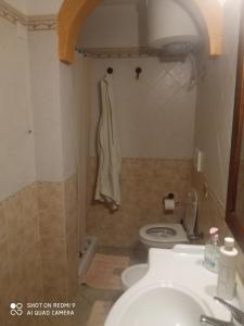 La salle de bains est pourvue de toilettes et d'un lavabo. dans l'établissement MartyNic, à Valledoria
