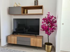 Et tv og/eller underholdning på Luxe nieuwbouw appartement op 50m van de zee