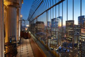 a view of a city skyline from a balcony of a building at Marriott Vacation Club® at Custom House, Boston   in Boston