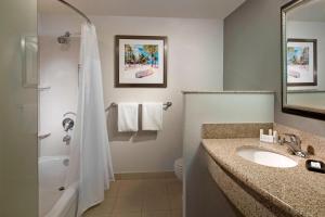 a bathroom with a sink and a toilet and a shower at Courtyard by Marriott Fort Lauderdale Airport & Cruise Port in Dania Beach