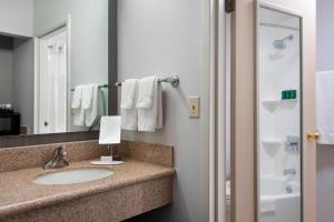 a bathroom with a sink and a mirror at Courtyard by Marriott Fishkill in Fishkill
