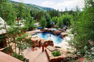 an overhead view of a swimming pool in a resort at Springs 8910 in Keystone