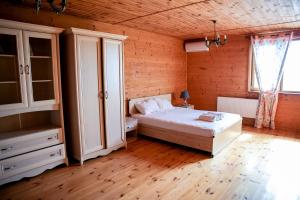 1 dormitorio con 1 cama y armario en una habitación en Villa SeaZone en Zatoka