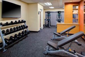 een fitnessruimte met cardio-apparatuur en een flatscreen-tv bij TownePlace Suites by Marriott Phoenix Chandler/Fashion Center in Chandler