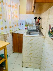 une petite cuisine avec évier et comptoir dans l'établissement Warm & Spacious 1br in Lower Kabete near KSG, à Nairobi
