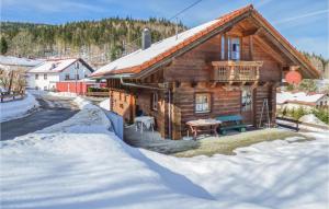 a log cabin in the winter with snow on the ground at Lovely Home In Bayerisch Eisenstein With Kitchen in Bayerisch Eisenstein