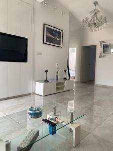 Televízia a/alebo spoločenská miestnosť v ubytovaní Nissi49 Apartments