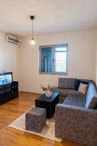 sala de estar con sofá y TV en Sunshine Apartments en Ulcinj